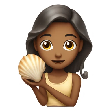 Girl holding a seashell sticker