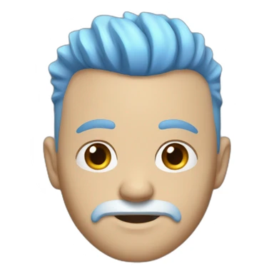 White Man with a short brown beard and a blue Mohawk sticker