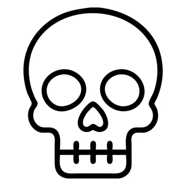bone skull, simple icon style, clear lines, minimal details, suitable for use as an app icon sticker