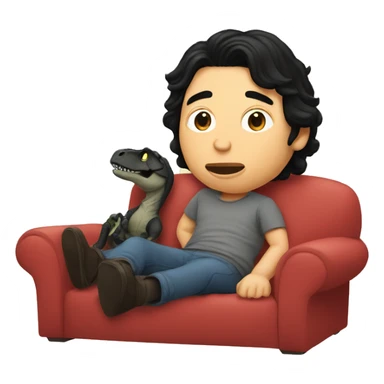 Adam driver in couch with baby black T. rex  watching a movie  sticker