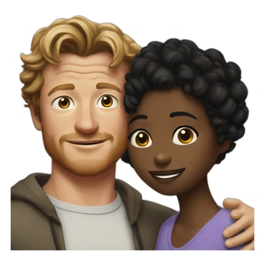 Simon baker hug a black girl brown eyes and short black hair sticker
