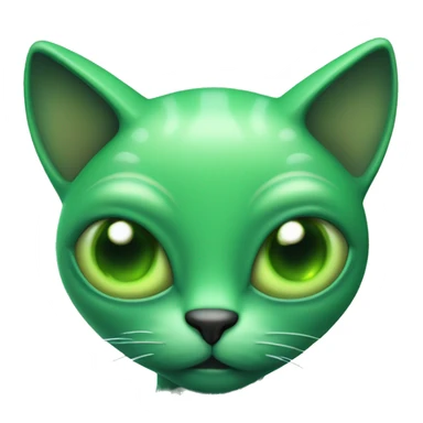 green cat alien with 4 eyes and 3 whiskers on each side sticker