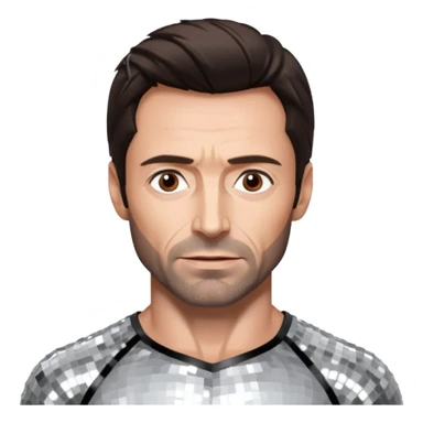 Hugh Jackman with Dark Brown Hair, Silver Sequin Outfit sticker