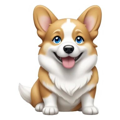 tan and white corgi with bright blue eyes sitting sticker