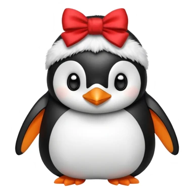 A penguin with a bow next to his head sticker