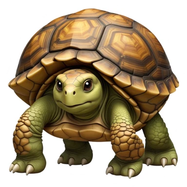 cinematic-tortoise-realistic-full-body-walking-emoji,-sturdy-domed-shell-in-rich-earthy-tones,-thick-scaled-legs-moving-slowly-but-deliberately,-wrinkled-wise-face-peering-ahead-with-calm-determination,-small-dark-eyes-reflecting-centuries sticker