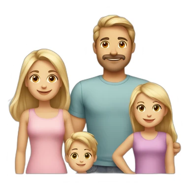Family of 5 blonde mom brown hair dad 8year old blonde girl, 4year old light brown hair boy and 1.5 year old light brown hair girl sticker