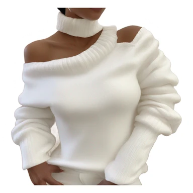 off the shoulder long sleeved white knit top sticker
