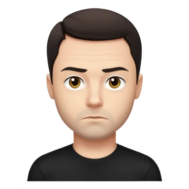 Oliver Riedel, serious face, short dark hair, black t-shirt sticker