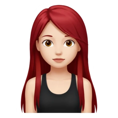 a pretty bratz fair girl with long dark red straight hair, wearing a black tank top sticker