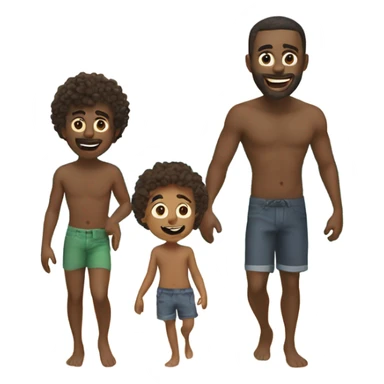 3 boys and their dad on the beach  sticker