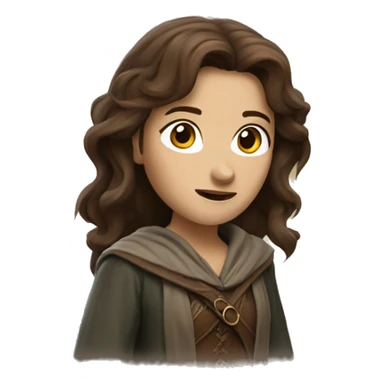 female character with brown hair in Lord of the rings style sticker