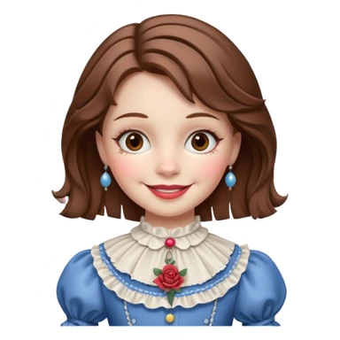 A marionette which is a girl with a brown hair and a beautiful smile sticker