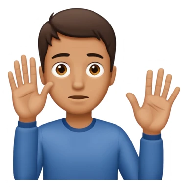 Confused guy with a 6 above his left hand and a 7 above his right hand sticker