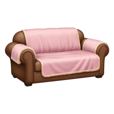 Brown soft sofa with a soft pink blanket on top of it sticker