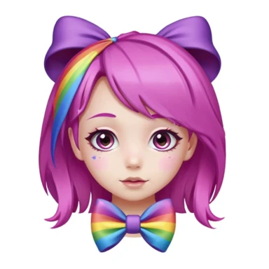 Purple Loli girl with pink hair and a rainbow bow sticker