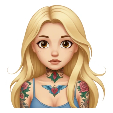 girl with long blonde hair and tattoos sticker