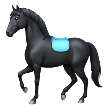 cinematic-[black horse]-realistic-full-body-standing-emoji,-tail-flicking-lazily,-head-tilted-dramatically,-sleek-[black]-coat,-simplified-yet-realistic-focused-features,-highly-detailed,-glowing-with-an-almost-sarcastic-glow sticker