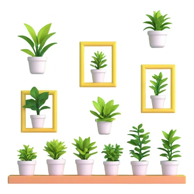 green bedroom plants with frames sticker