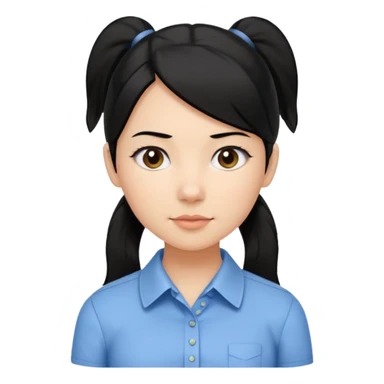 cewe lembut rambut hitam  kuncir satu kayak cute gitu tapi gausah adakepangnya  dan sudah agak dewasa gitu bajunya yang cute kemeja sticker