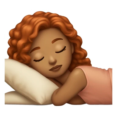 Light skin girl with rich copper hair color sleeping sticker