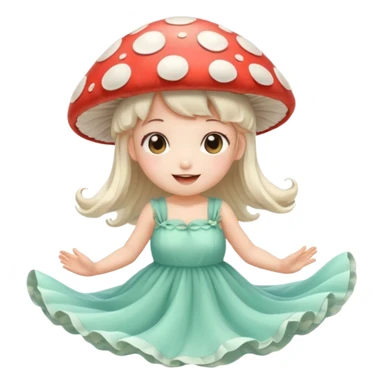 Kawaii, cottagecore, mushroom, fairy, emotions, wave sticker