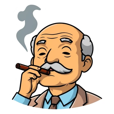 Old man with moustache smoking cigar sticker