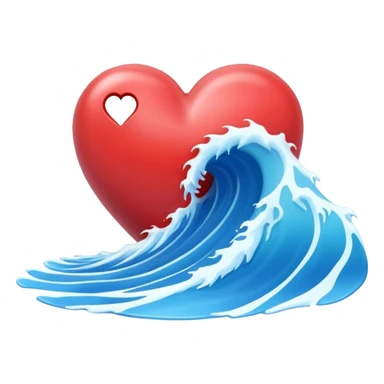 Surf wave in 3d heart sticker