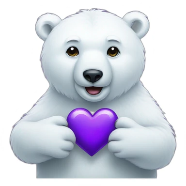 Polar bear holding a purple heart sticker