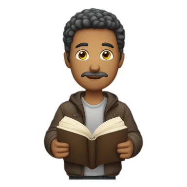 a man with book sticker