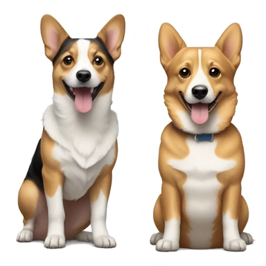 2 dogs together, one is a corgi, one is a small tan terrier  sticker