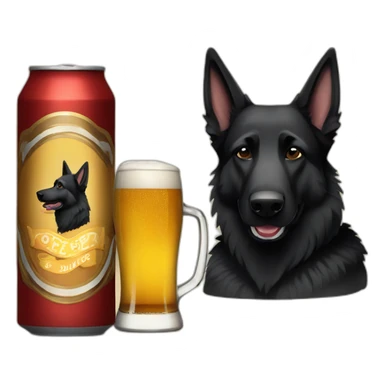 All black German shepherd drinking old style beer sticker