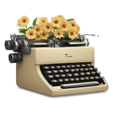 beige typewriter and flowers sticker