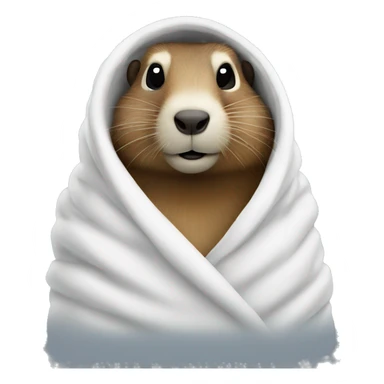 Marmot wrapped in a white blanket facing front sticker