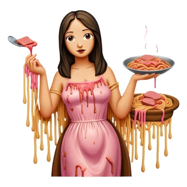  SPAM meat melted pink dripping sauce spaghetti dress monalisa portrait sticker