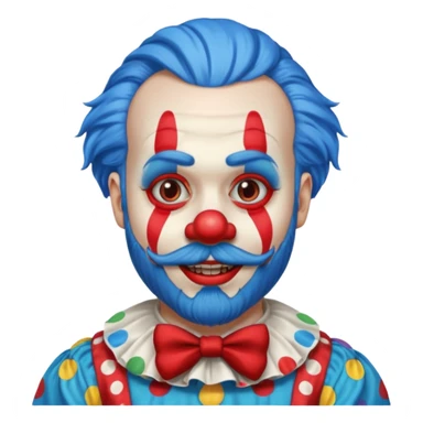 clown with beard, clown outfit, blue hair sticker
