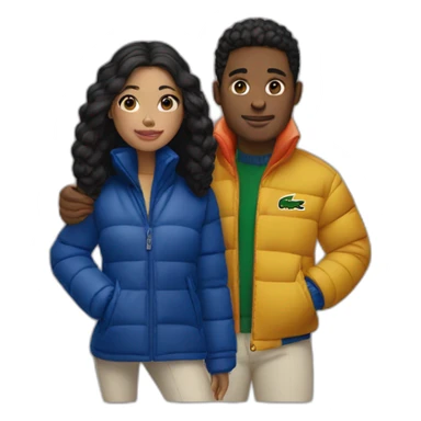 Couple with lacoste puffer jacket sticker