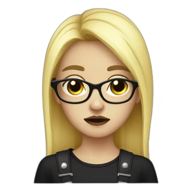 Crying-goth-girl-dark-hair-with-glasses-black-tshirt sticker