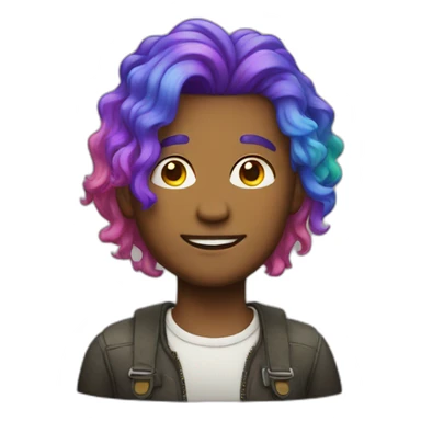 man with rainbow hair sticker