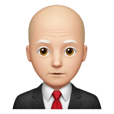 bald with red necktie, white sticker