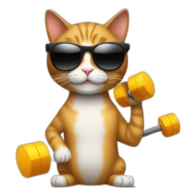 A Cat with a dumbbell and sunglasses  sticker