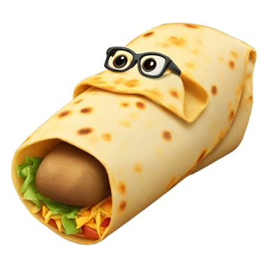 Burrito with a long nose and glasses and cheesy smile sticker