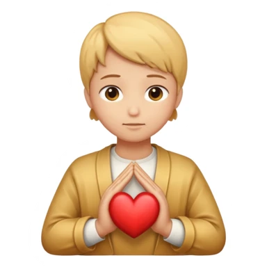 hands folded in prayer, heart of gold sticker