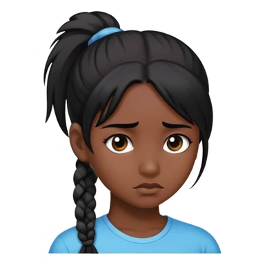 black dark girl with black hair and a ponytail super sad sticker