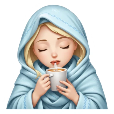 girl inside a blanket sipping coffee ice eyes closed sticker