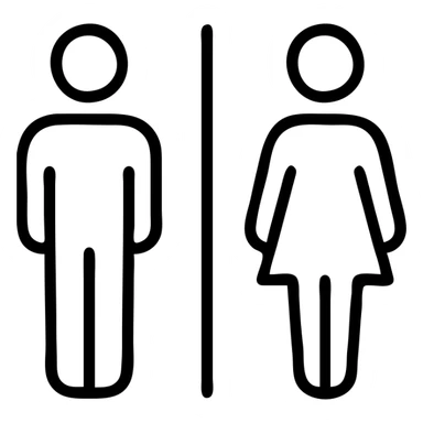 wc sign man & lady with outline sticker
