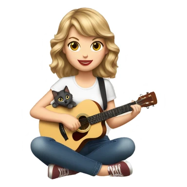 Taylor Swift with a guitar in her hand and a cat in the other hand sticker