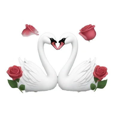 Swans facing each other with a rose in the middle  sticker