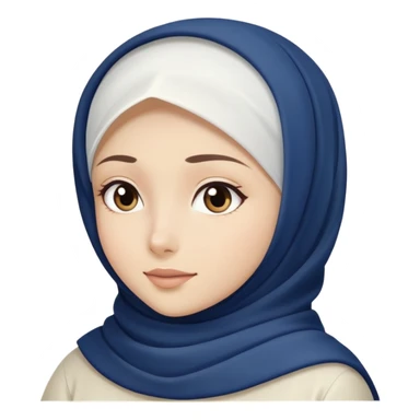White hijab girl with dark blue hijab sticker