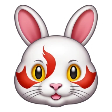 Sichuan Rabbit Head with spices specialty food, simplified emoji style with bold outlines and bright colors, cartoon style unique local delicacy sticker